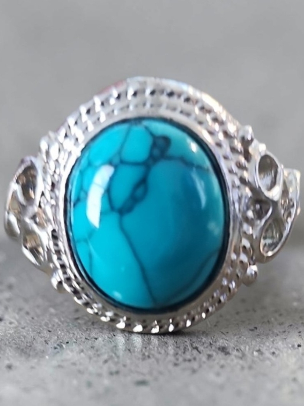 Faux Turquoise Silver Cocktail Ring - NWOT